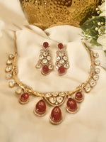 Load image into Gallery viewer, Kundan Necklace with Red stone | Beautiful Kundan Necklace set
