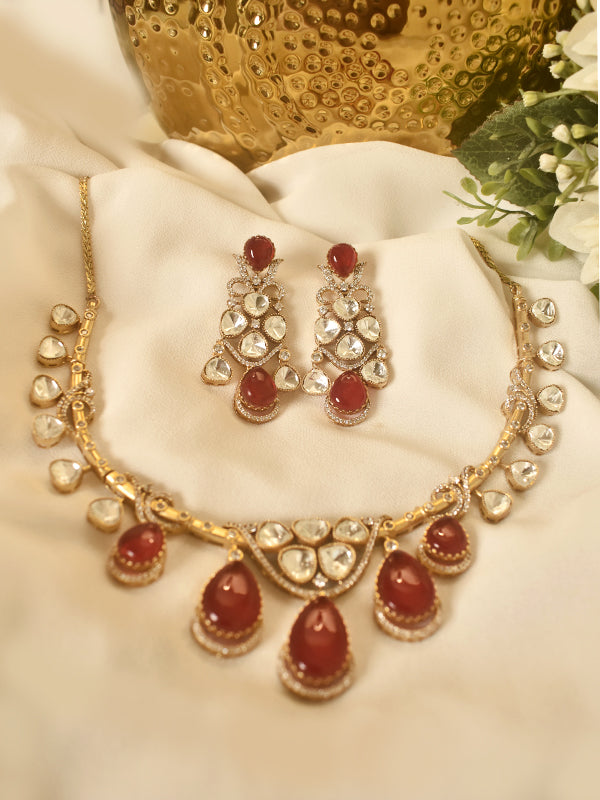 Kundan Necklace with Red stone | Beautiful Kundan Necklace set