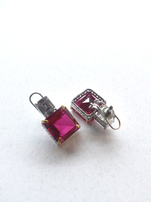 Red Stone Stud Earrings