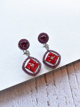 Red Stone Stud Earrings