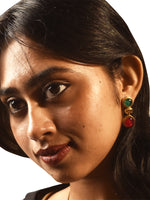 Load image into Gallery viewer, Red_and_Green_Stone_Earring

