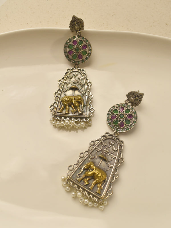 Royal elephant chhatri dangler earrings