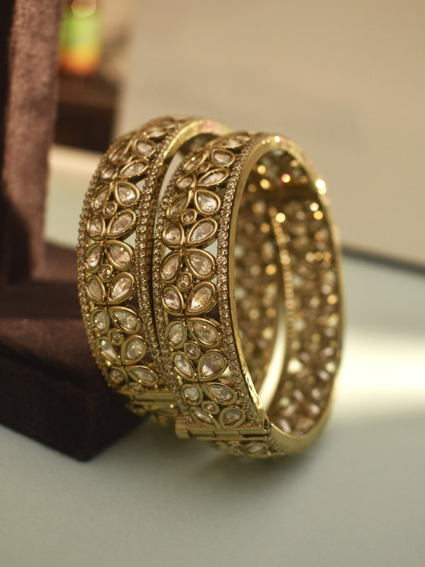 Royal Floral Kundan Bangles | Mehandi Polish Bangles 
