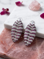 Load image into Gallery viewer, Statement Ruby &amp; Silver Wave Oval Earrings
