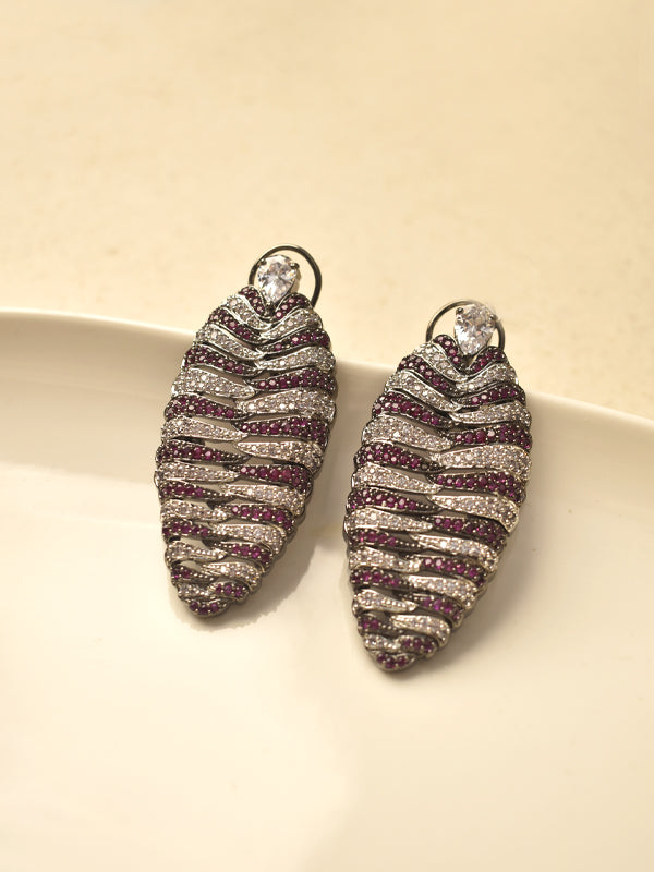 Ruby Crystal Oval Dangle Earrings 
