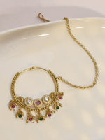 Load image into Gallery viewer, Ruby &amp; Green Beaded Bridal Nath with Chain
