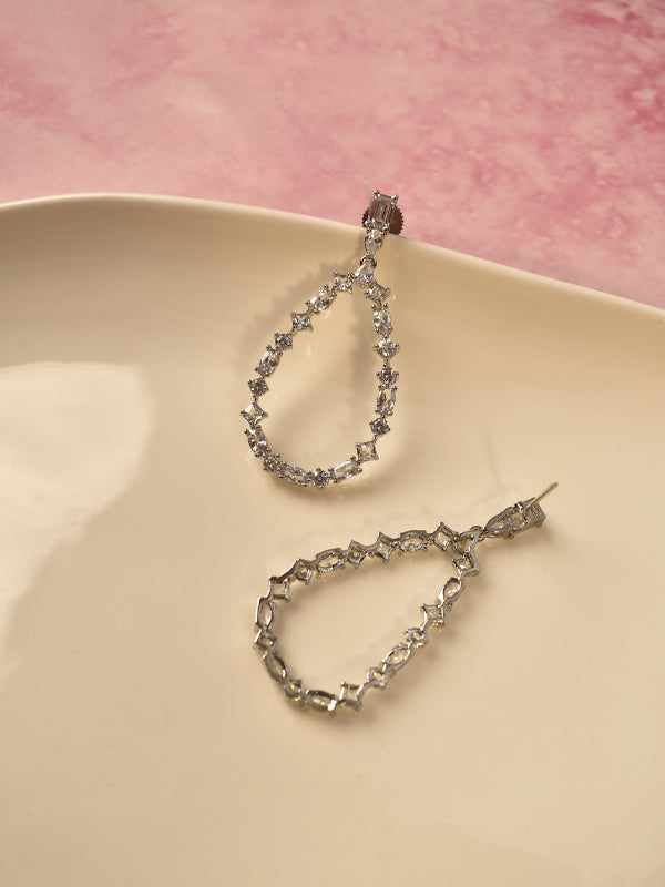 Silver-toned Teardrop Dangle Earrings