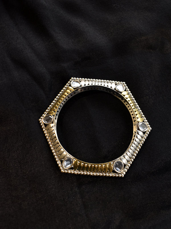 Metal Bangles | White Stone Bangles – Peach Tassels