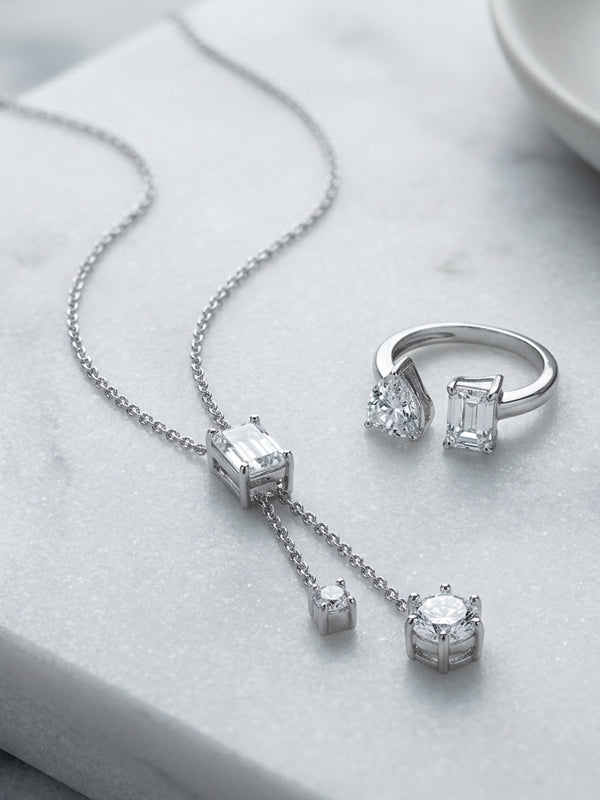 Silver Polished Stone Jewelry Combo