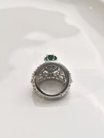 Load image into Gallery viewer, Silver Ring with a Green Gemstone | Stylish Ad Finger Ring
