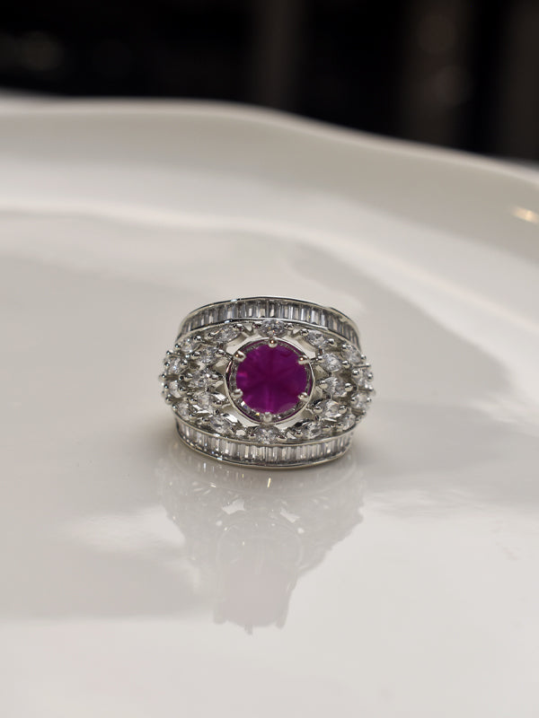 Silver Ring with a Purple Gemstone 