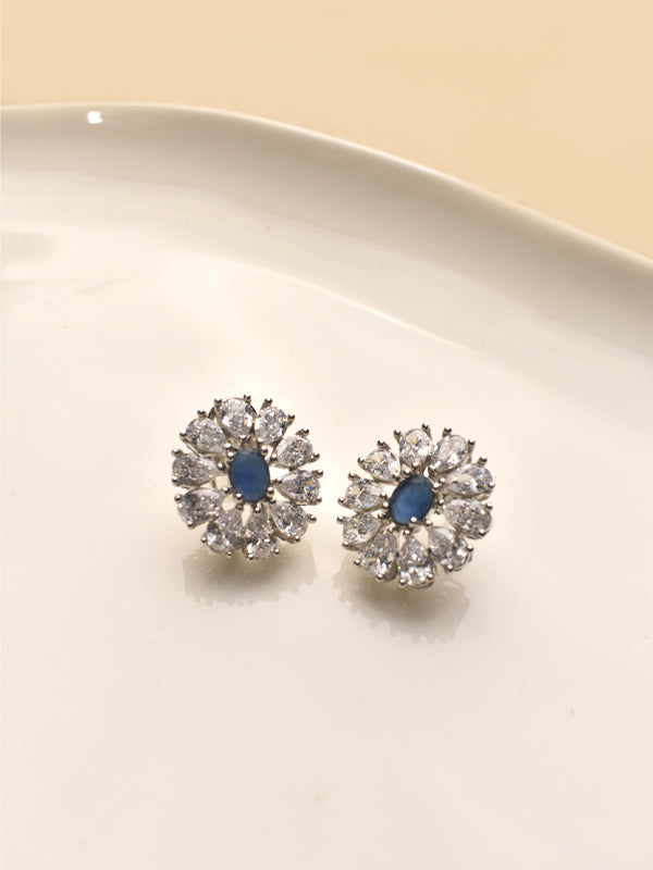 Silver Stud with Blue Gemstones