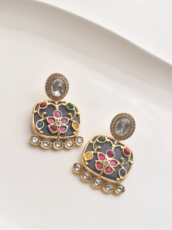 Square-Shaped Polki Dangle Earring 