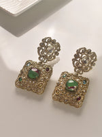 Load image into Gallery viewer, Multi Colour Kundan Earrings | Square Earrings
