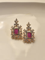 Load image into Gallery viewer, Square Ruby Stone Earring
