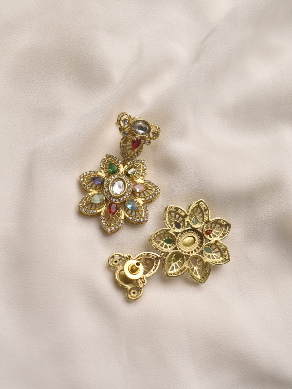 Multi Color Stone Necklace Set | Beautiful Kundan Set