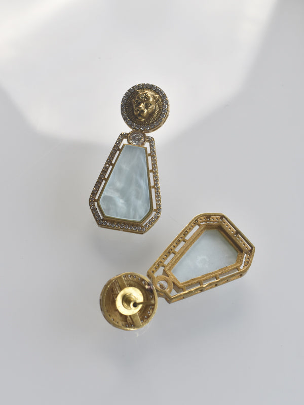 Golden Polish Earrings | Blue Stone Earrings