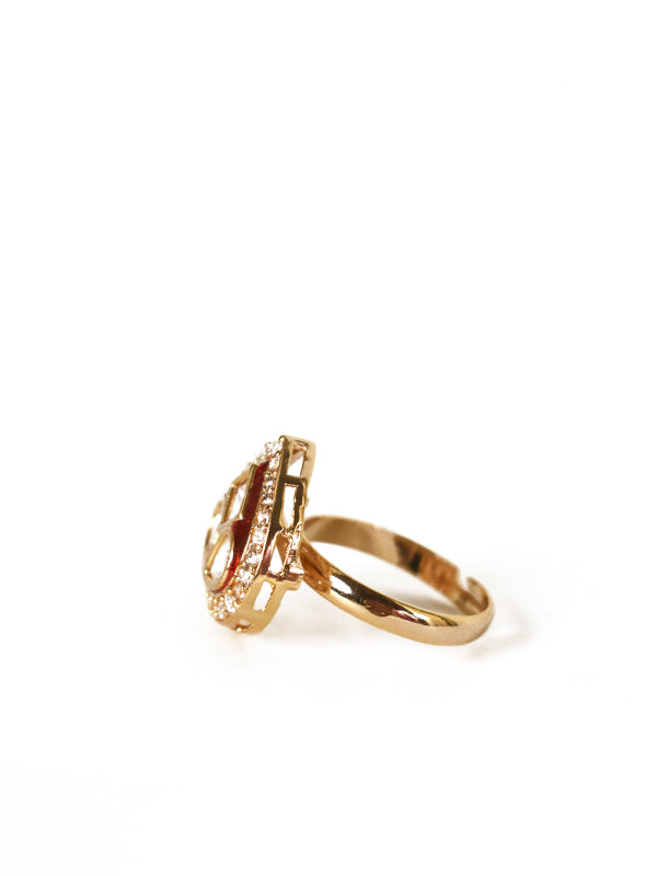 Kundan Finger Ring | Red Colour Finger Ring