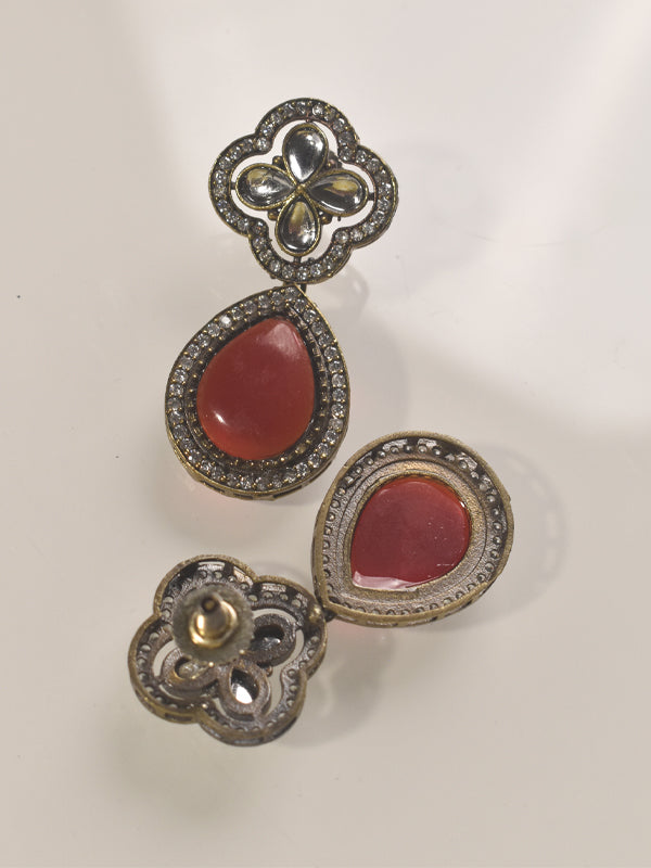 Beautiful Red Stone Necklace Set  | Flower designs Necklace Set