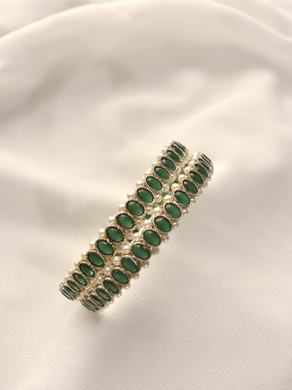 Green Stone Bangles | Stones and Beaded Bangles