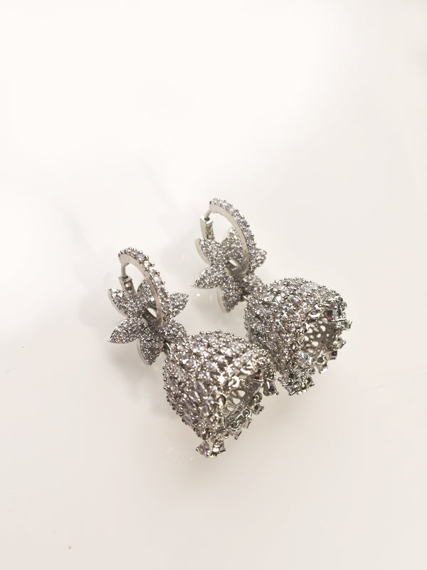 Beautiful White Stone Earrings | Stylish Jhumkas for Women