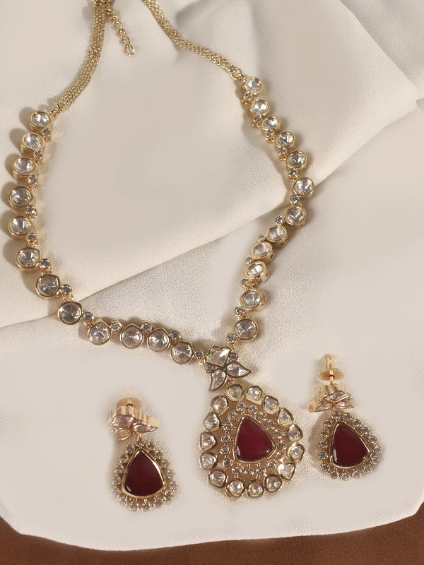 Stylish Kundan Necklace set | Kundan Necklace set with Red Stone