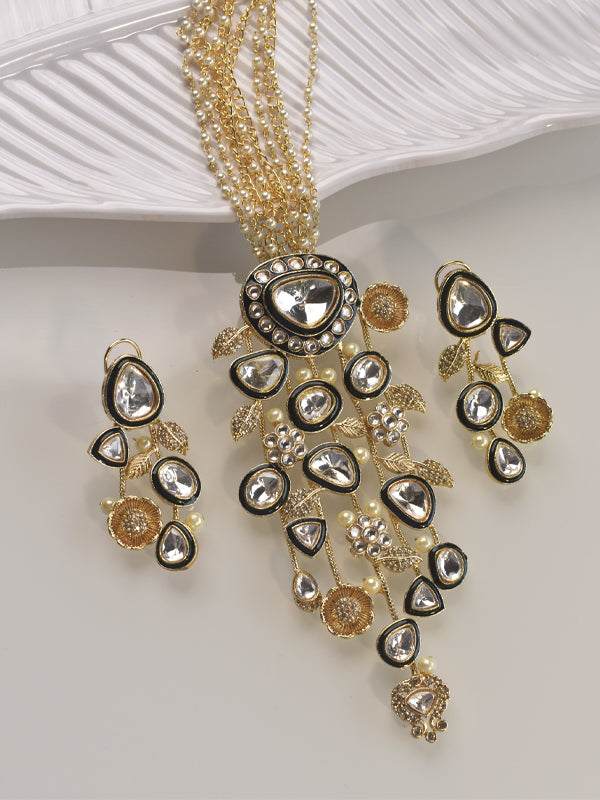 Stylish Kundan Necklace set | Golden Polish Necklace Set