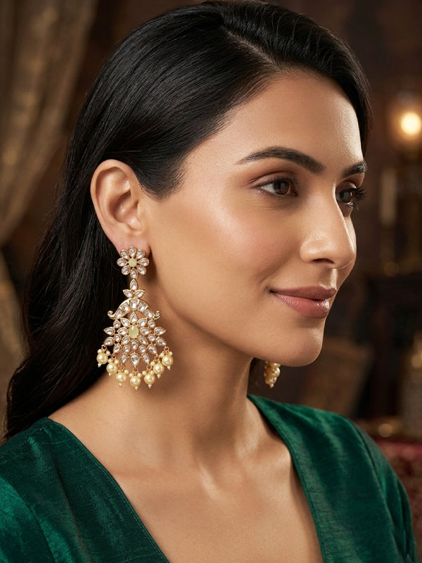 Stylish danglers earring | white kundan earring with beaded