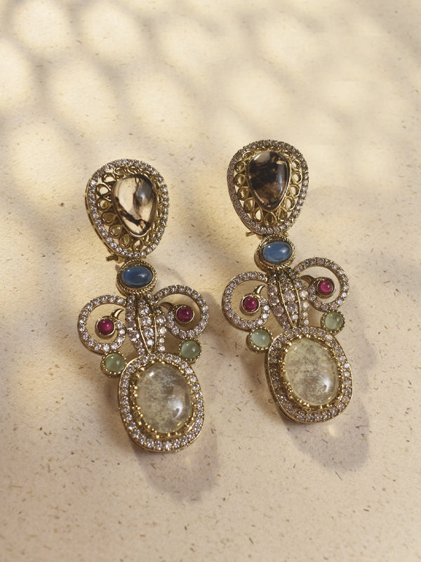 Stylish Earring with Colourful fancy Stones