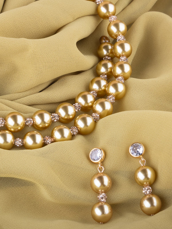 Stylish Golden Beads Necklace 