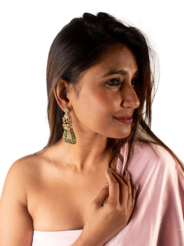 Stylish Green Earring | Kundan Earring
