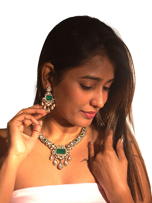 Stylish kundan necklace set | golden polish kundan necklace set