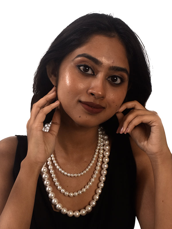 Three Line Mala | White Necklace