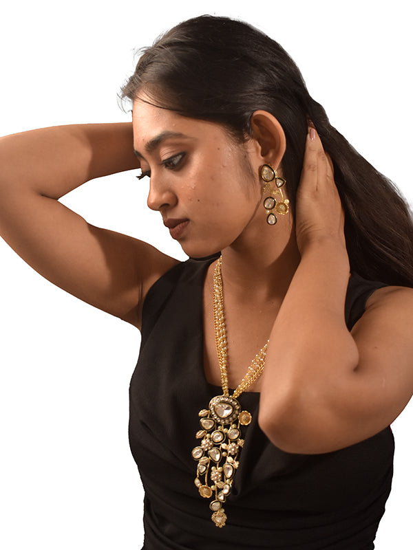 Stylish Kundan Necklace set | Golden Polish Necklace Set