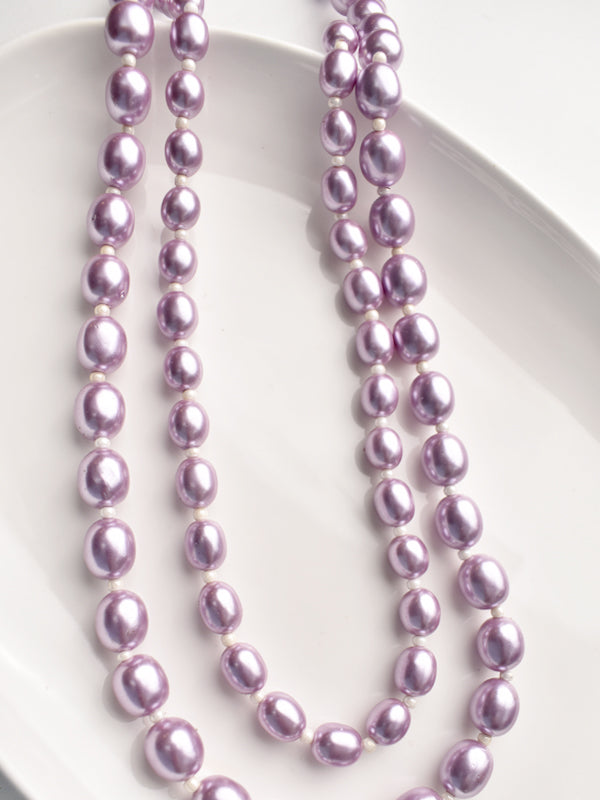 Stylish purple beads necklace | two line beads necklace