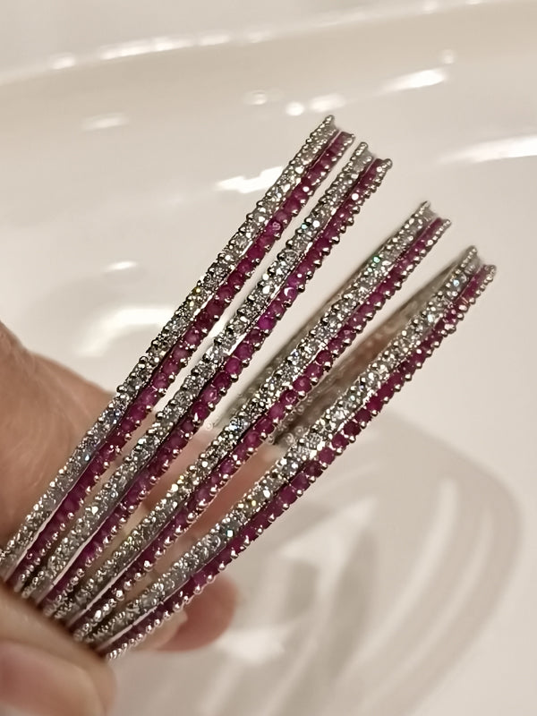 The royal ruby pink gemstone churi set | pink and white ad churi set