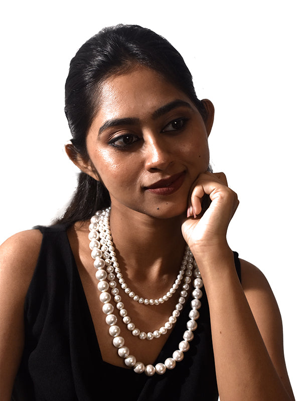 Three Line Mala | White Necklace