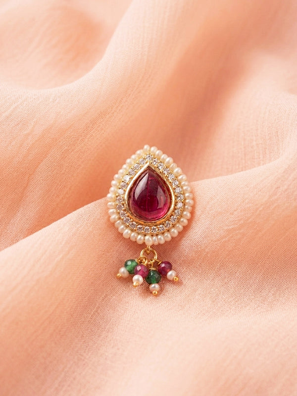 Traditional Indian Nose Ring Red Gemstone