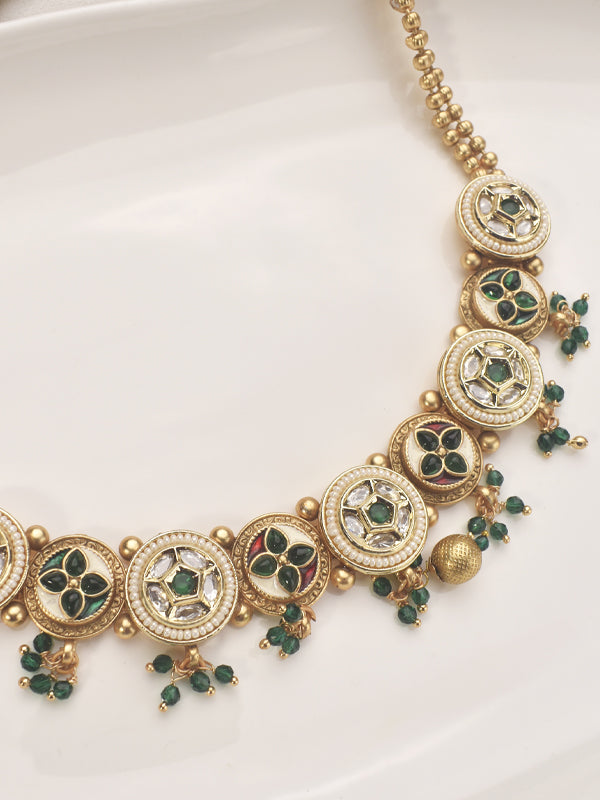 Traditional Necklace Set with Green Stones