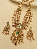 Load image into Gallery viewer, Traditional Necklace with Green, Red, and White Stones
