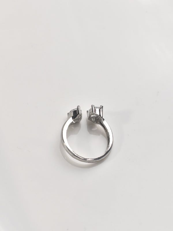  Two Pear-Shaped White Stone Ring | AD Finger Ring