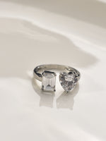 Load image into Gallery viewer, Two Pear-Shaped White Stone Ring | AD Finger Ring
