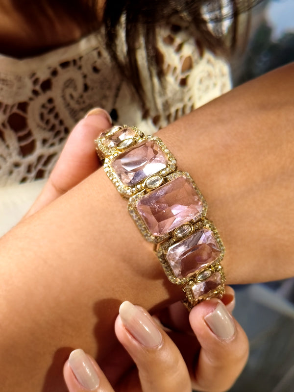 Big Pink Stone Bracelet | White Bracelet
