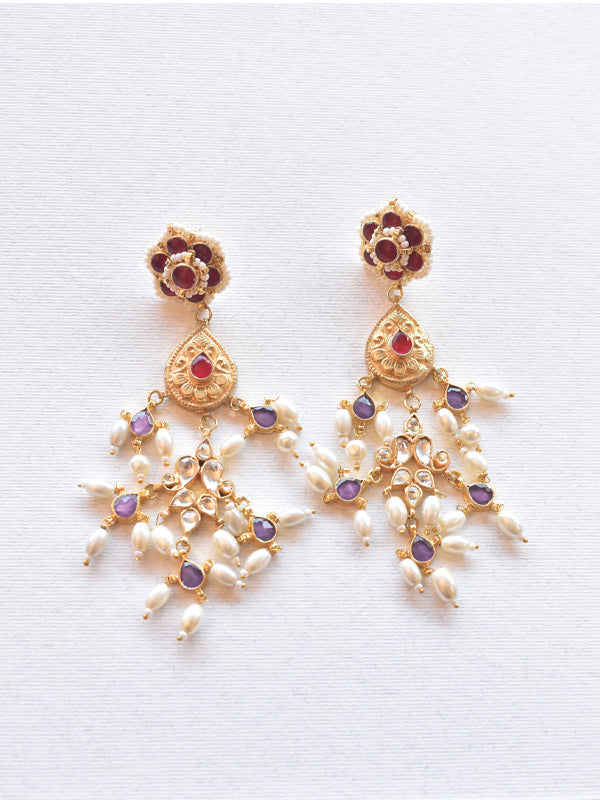 White Kundan Earrings