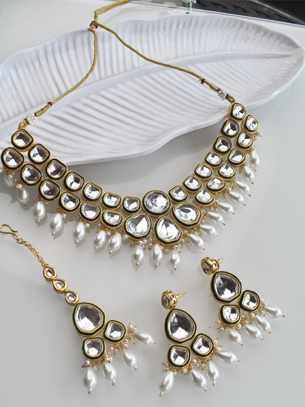 White Kundan Necklace Set