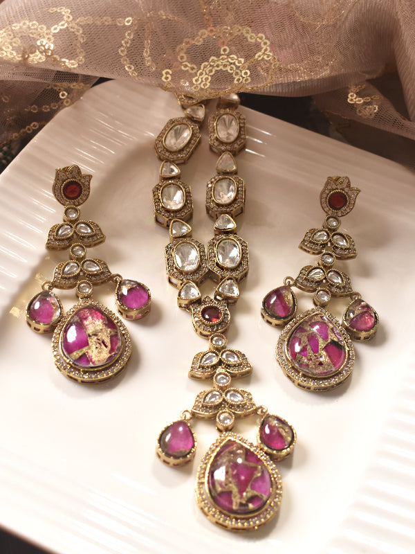 Pink Kundan Necklace set | White Kundan Necklace set