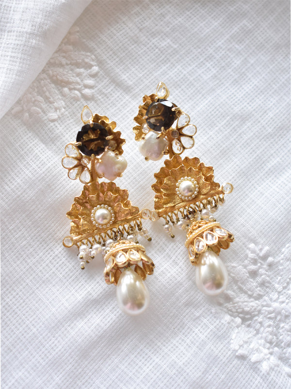 White Moti Earrings