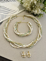 Load image into Gallery viewer, White Pearl Necklace Set | Golden Polish Necklace Set
