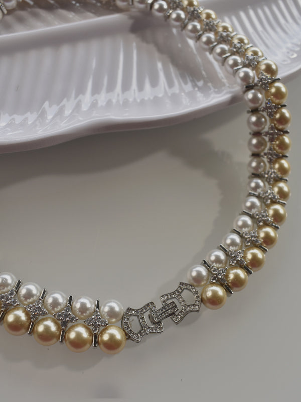 Golden Pearl Necklace | Pearl Necklace