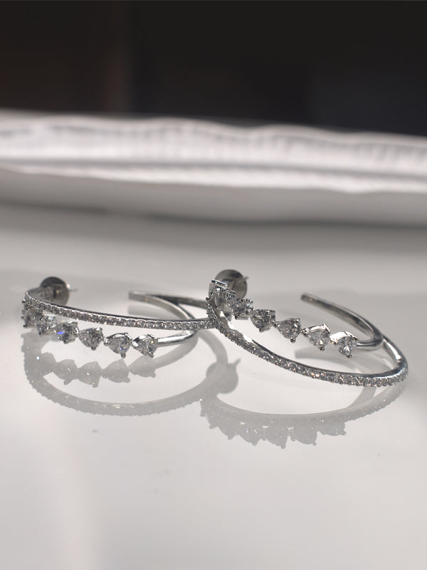 White Stone Hoops